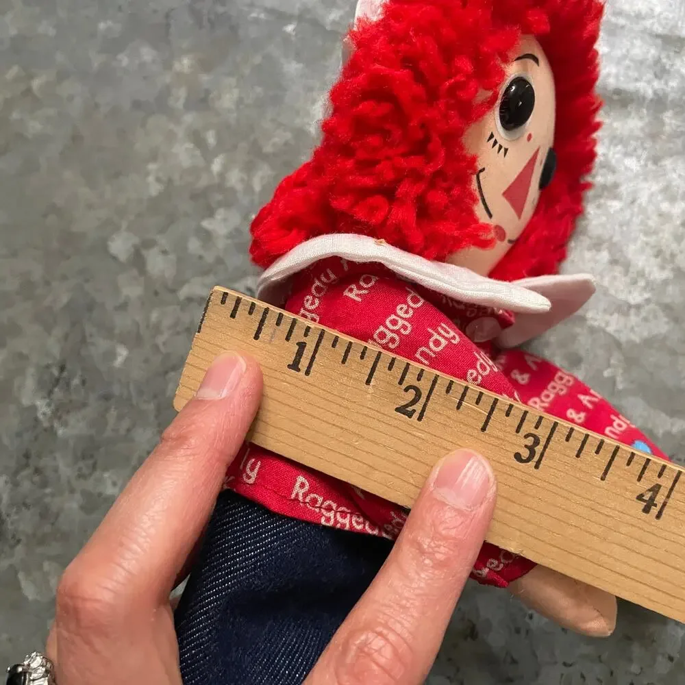 Raggedy Andy Plush Doll Red Yarn Hair I Love You Raggedy Ann Spellout Snap Shirt